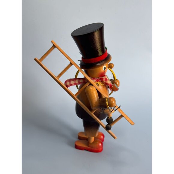 Steinbach Vintage German Smoker Chimney Sweep Wooden Figurine With Ladder & Spid - Picture 3 of 11